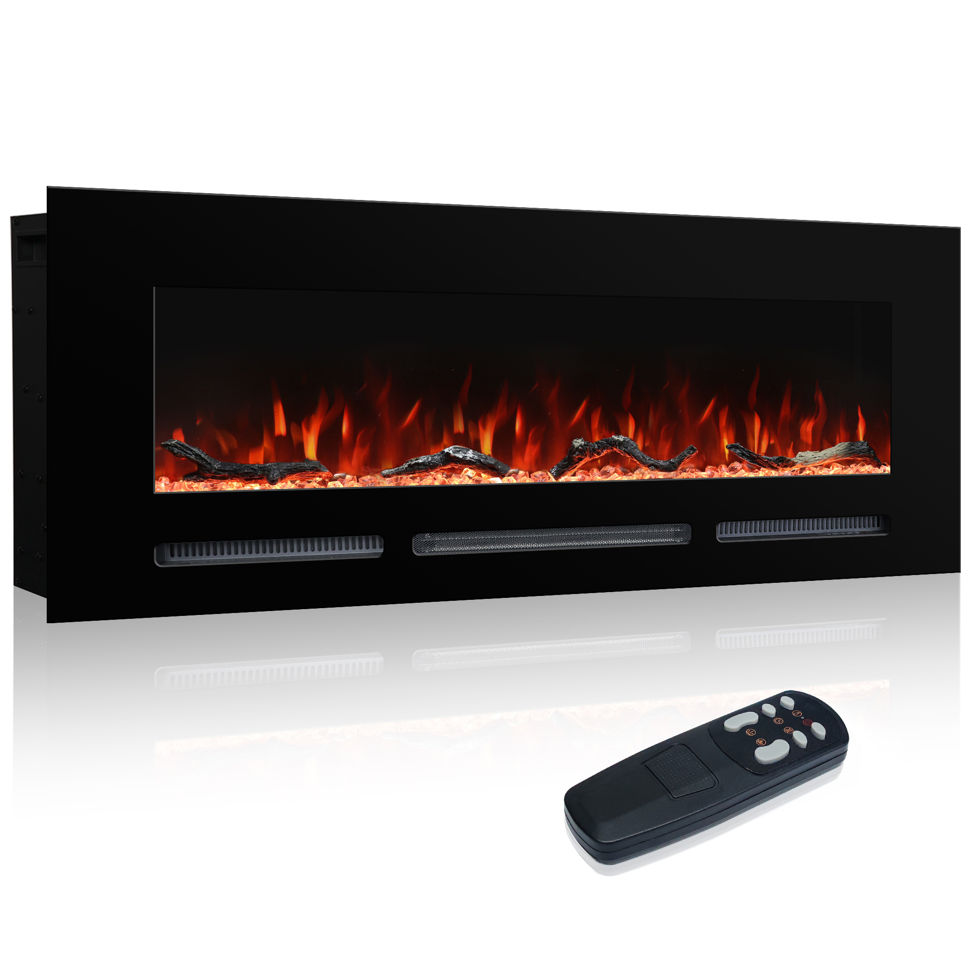 Valuxhome 72" Electric Fireplace Wall Mounted and Recessed with Remote Control, Adjustable Brightness,13 Color Flames with Log &Crystal, 9H Timer, 750/1500W